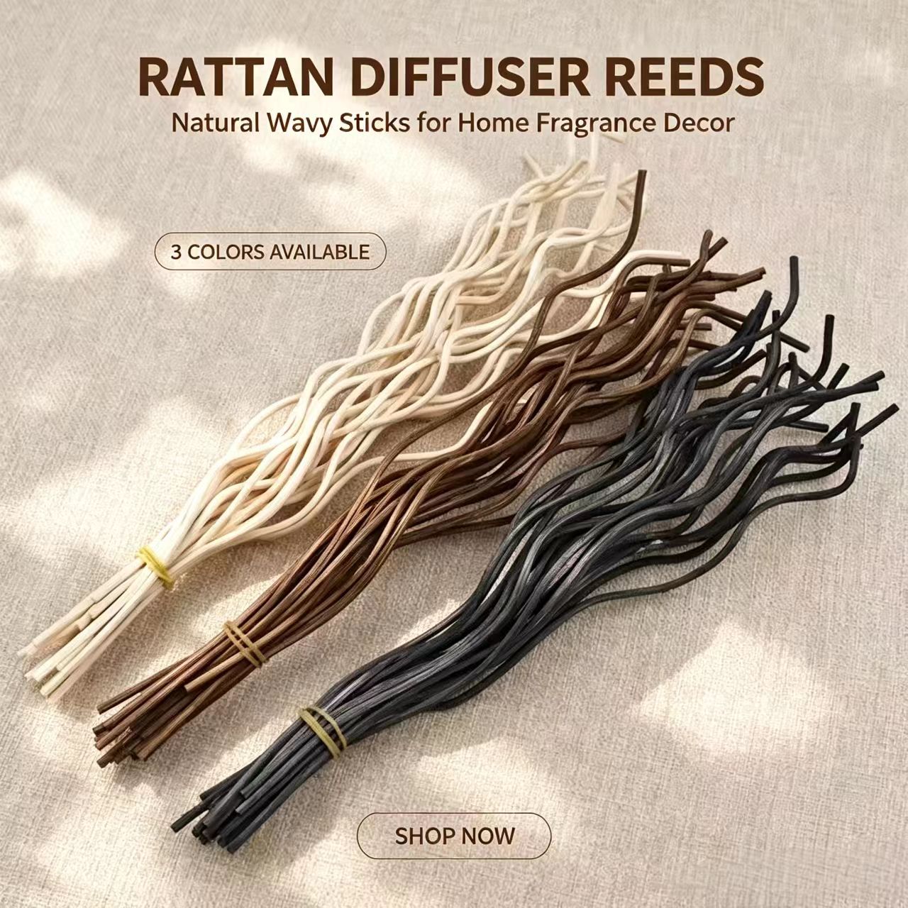 Home Fragrance Logo - 20Pcs Long Wavy Rattan Reed Diffuser